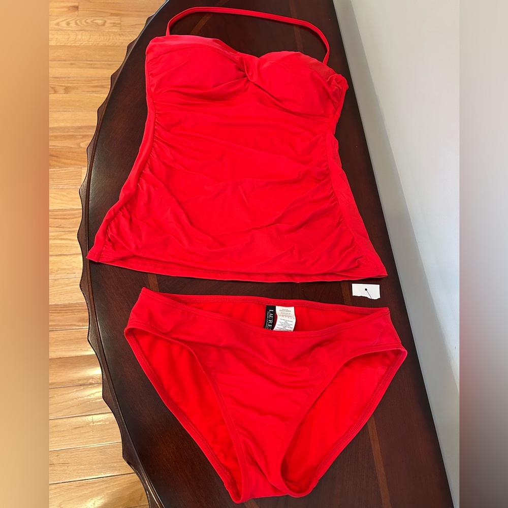 NWOT Ralph Lauren red 2 piece swimsuit.